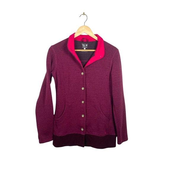 Mountain Hardwear Sarafin Wool Blend Button Cardigan in Magenta Size M - Picture 1 of 8